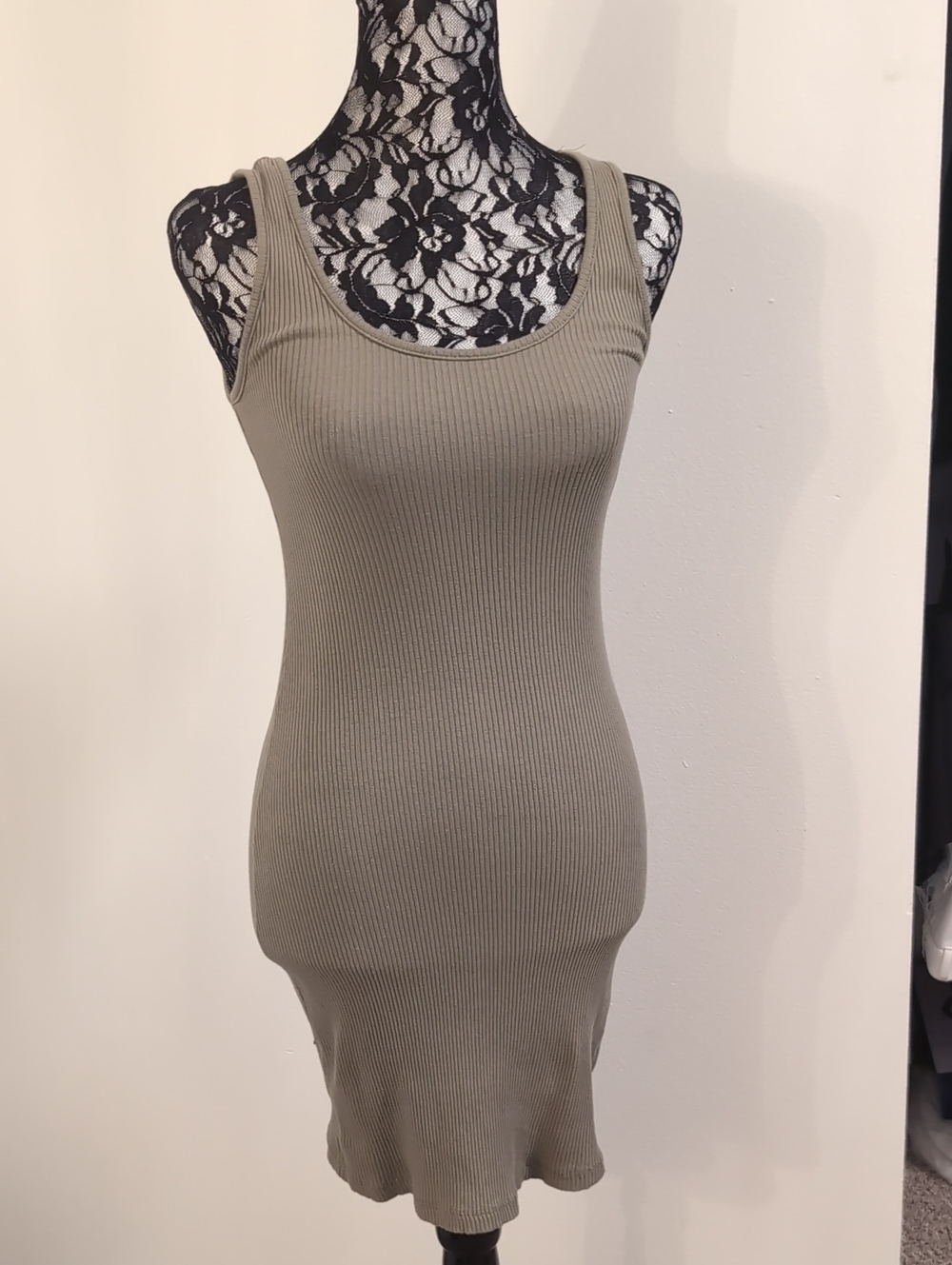 Ambiance Olive Ribbed Tank Dress
